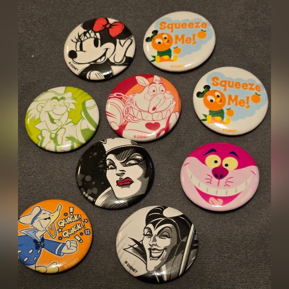 Disney Character Button Set 1 Inch Bundle Of 9 Minnie Mouse Alice In Wonderland